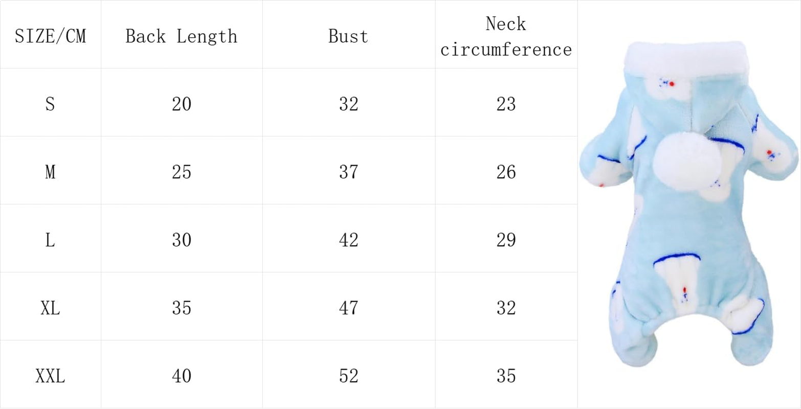 Dog Sweater Dog Clothes Fleece Dog Sweater Winter Warm Sweat Shirt 4 Legs Jumpsuit Pajamas with Snowball Cap Sweater for Small Dog (Blue, M) image number 2