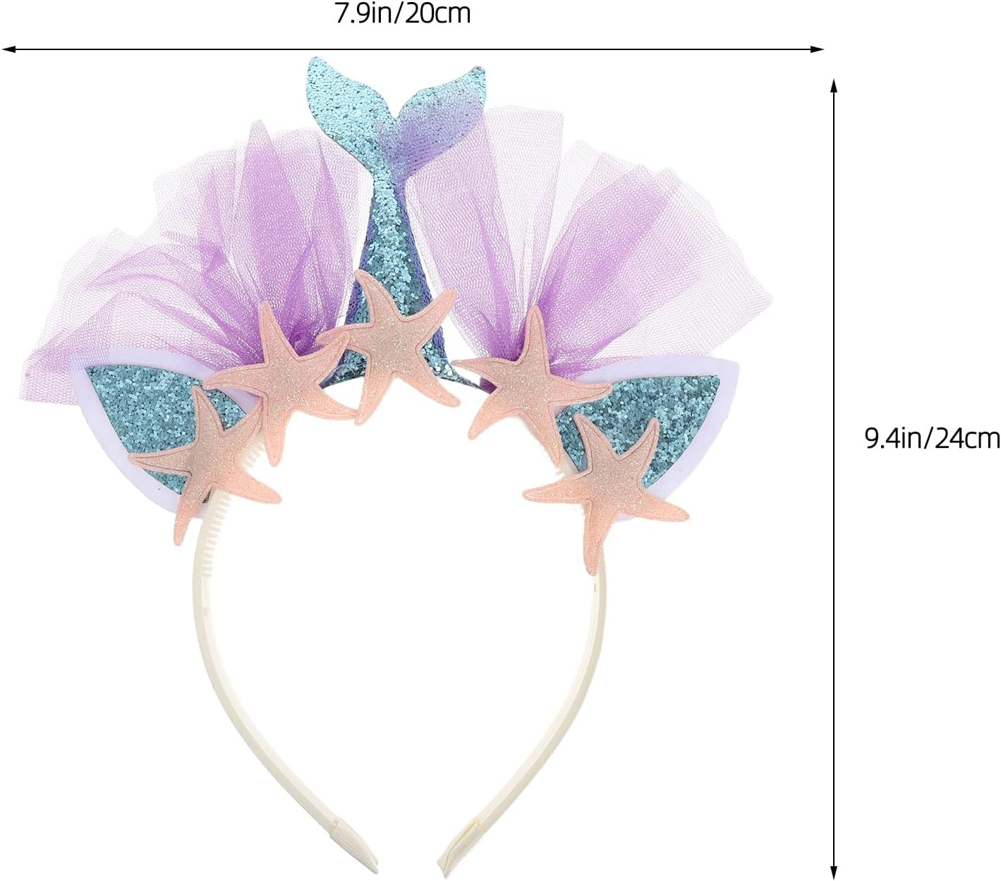 Healvian Glittering Mermaid Headbands Adorable Mesh Hair Headpiece Party Decoration for Kids (Random Style) image number 2