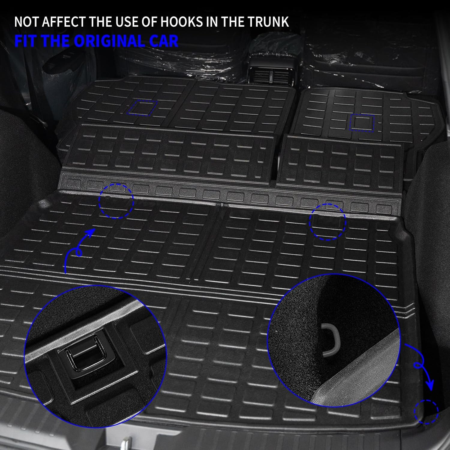 Rongtaod Cargo Mat Compatible with 2023 2024 2025 2026 Honda CRV (Include Hybrid) Cargo Liner Trunk Mat Back Seat Cover Protector Honda CR-V Accessories (Fit Upper Deck, Trunk Mat+Backrest Mats) image number 3