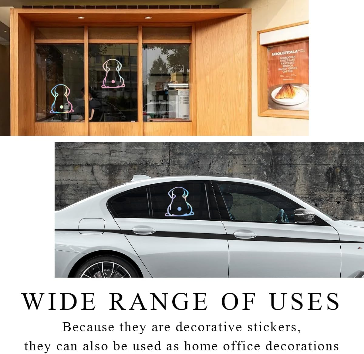 Povtii 2 PCS Car Dog Rear Wipers Windshield Decals, Cute Animal Puppy Auto Rear Window Wiper Sticker, Waterproof Cartoon Funny Dog Moving Tail Stickers, Universal Car Accessories (Colorful) - White image number 3