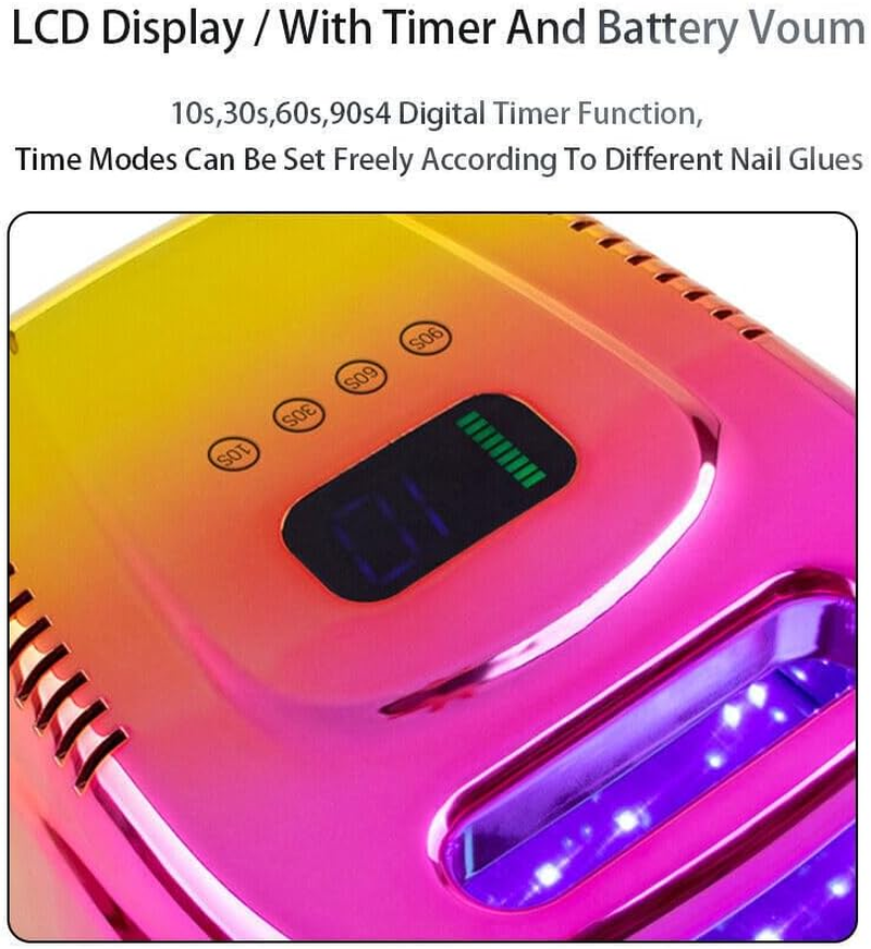 96W Rechargeable UV Nail Lamp, UV Light Nail Lamp for Gel Nails, Professional Nail Dryer with Automatic Sensor/4 Timer Setting,15600Mah image number 1
