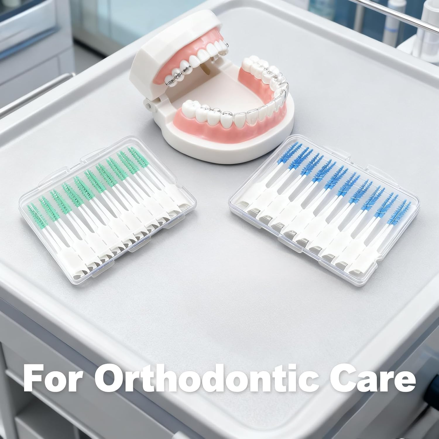 300Pcs Interdental Brush, Spiral Brush Interdental Brushes, Toothpicks，Cleaning and Flossing Tool Sets, Effective Oral Care (Blue + Green) image number 4