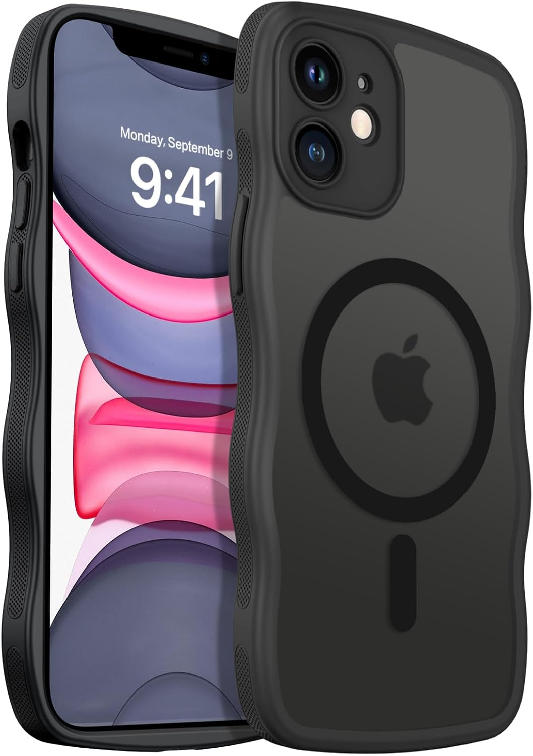 BENTOBEN Magnetic for Iphone 11 Phone Case,Iphone 11 Case [Compatible with Mag Safe] Curly Wavy Magnetic Translucent Matte Slim Shockproof Anti-Fingerprint Protective Cover for Iphone 11 6.1&rsquo;&rsquo; Black image number 3