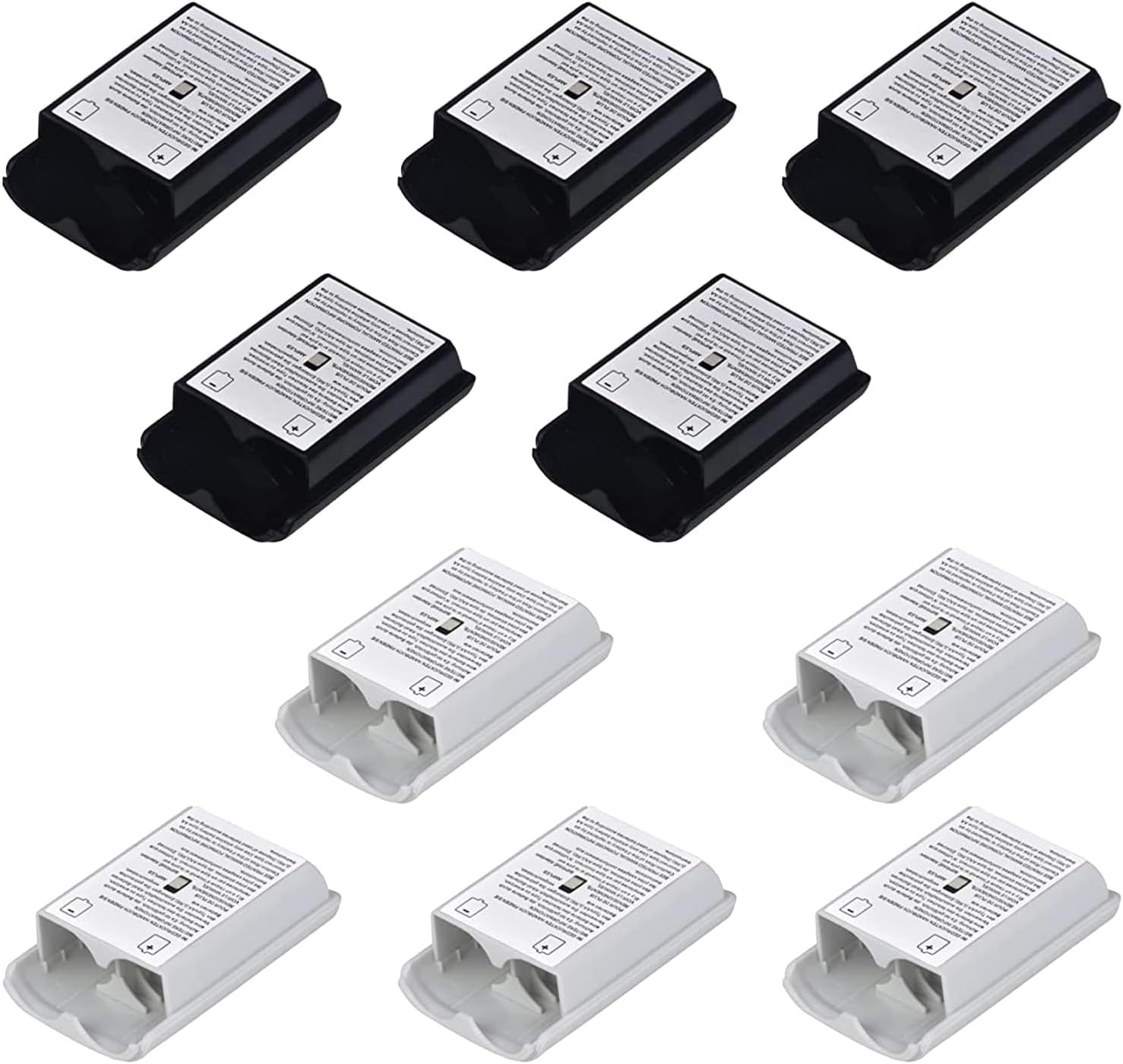 10 Pcs Battery Pack Cover Case Compatible with Xbox360 Wireless Controller(5&times;Black + 5&times;White) [Video Game] image number 4