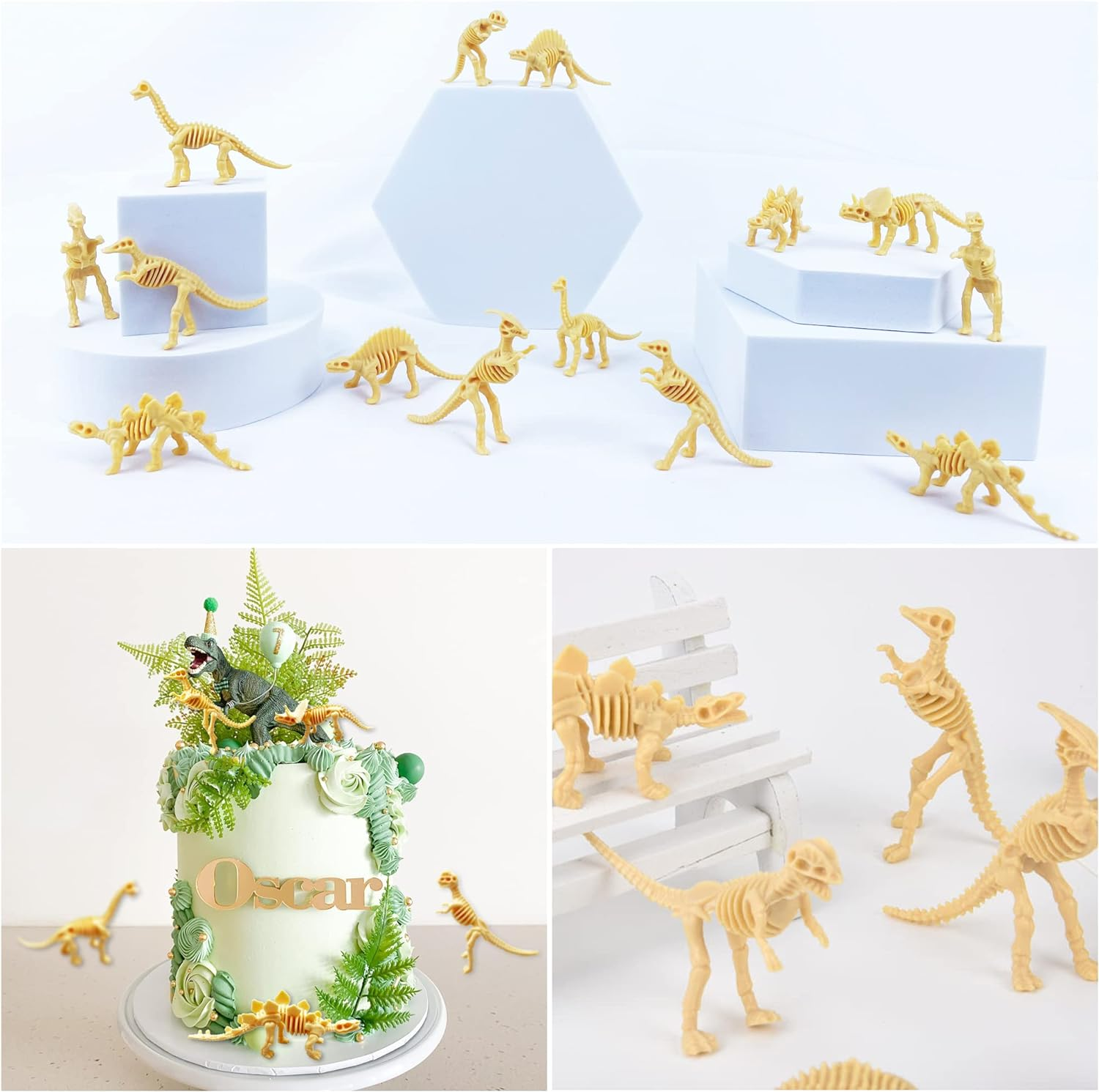 150PCS Dinosaur Fossil Skeleton Dinosaur Skeleton Toys Assorted Figures Dino Bones for Birthday Party Science Play Dino Sand Dig Party Favor Decorations 2.5Inch (150Pcs) image number 1