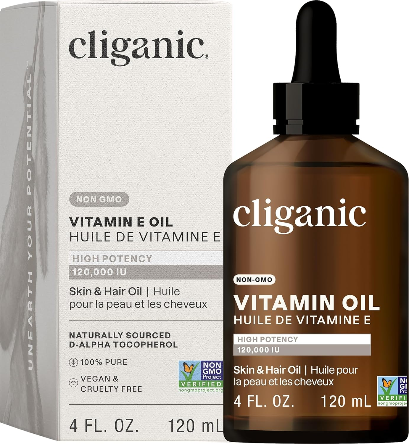 Cliganic 100% Pure Vitamin E Oil for Skin, Hair & Face - 60,000 IU, Non-Gmo Verified | Natural D-Alpha Tocopherol image number 3