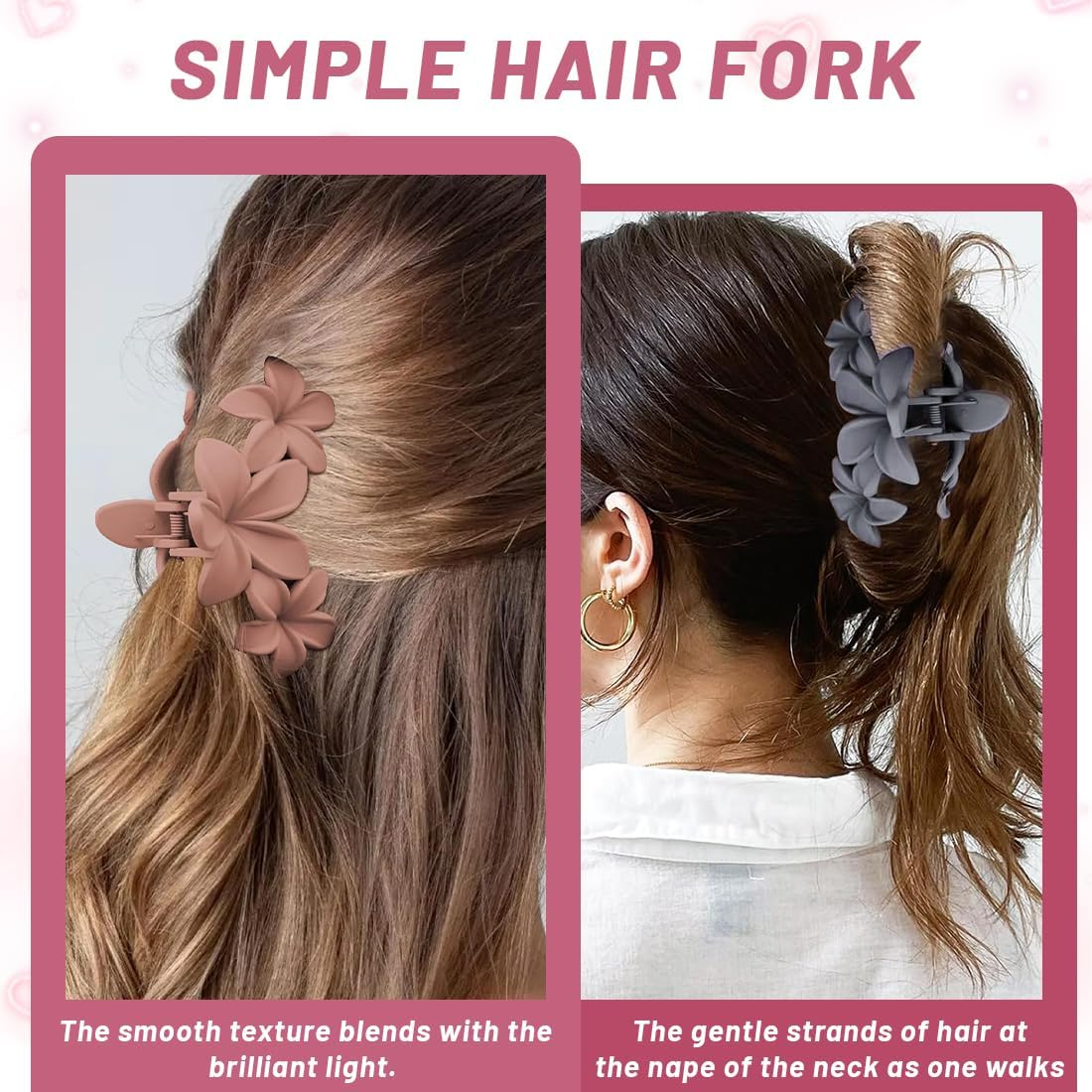 XYTAHDM Pack of 4 Hair Clips with Flower Motif for Women, Preppy Flower Hair Clip, Hawaiian Plumeria Hair Clip, Hawaiian Hair Accessories for Thick Hair, Strong Hold, Non-Slip, Gifts for Women (B) image number 5