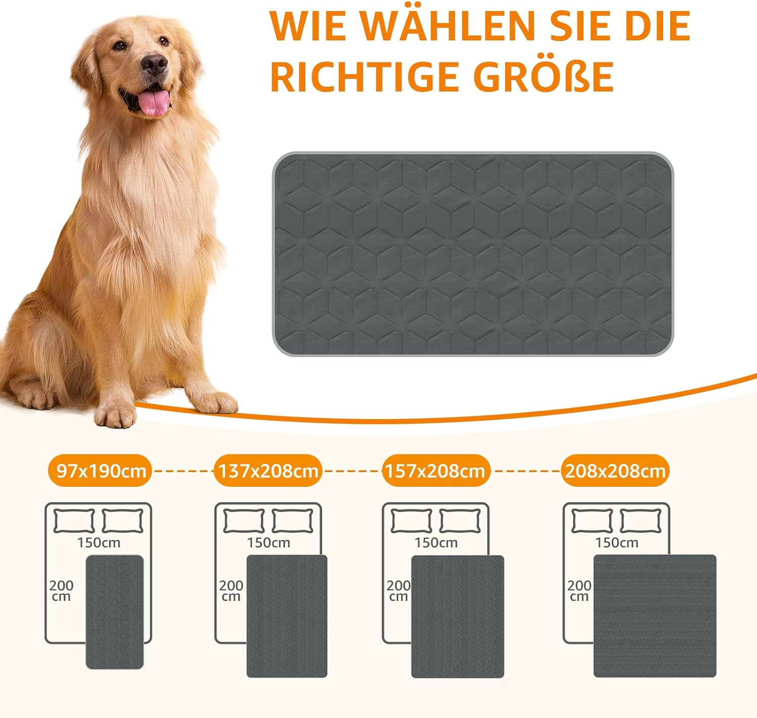 PICK for LIFE Waterproof Dog Blanket Large Dogs Outdoor Dog Blanket Washable 97 X 190 Cm image number 2