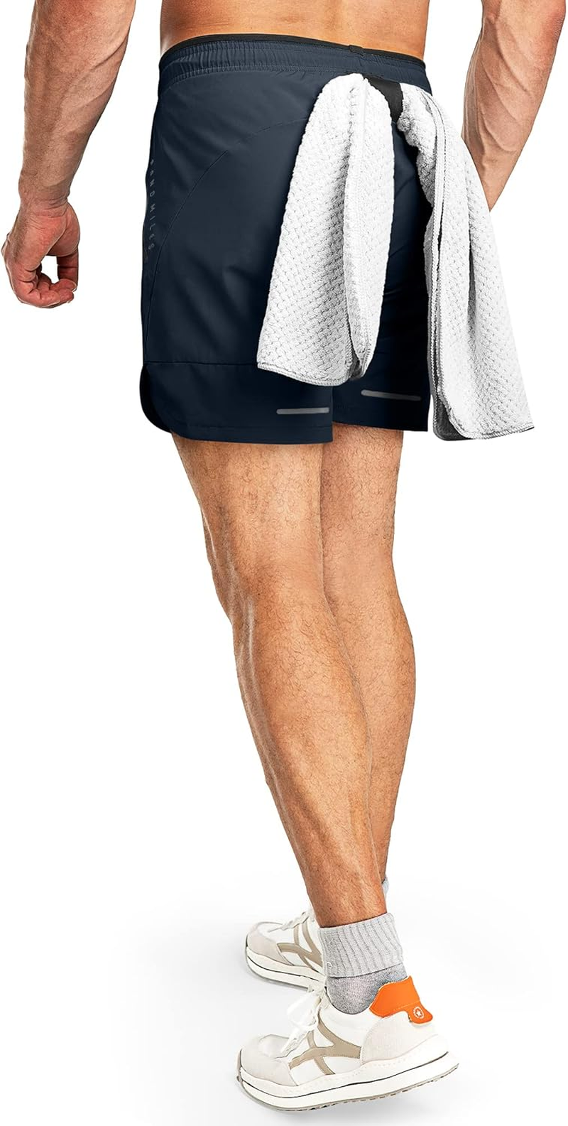 33,000Ft Men'S Blue Athletic Shorts with Pockets, Breathable, Drawstring Closure, Mid Rise, 3 Inch Inseam, Running, Gym, Training image number 4