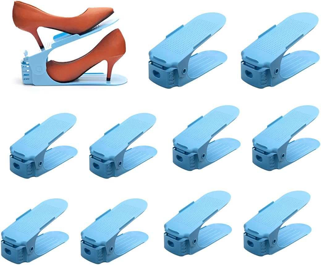 AIMALL 20X Shoe Slots Organizer, Shoe Rack Display Case Box Adjustable Slots Organizer Storage Holder,Double Deck Shoe Rack Holder for Closet Organization