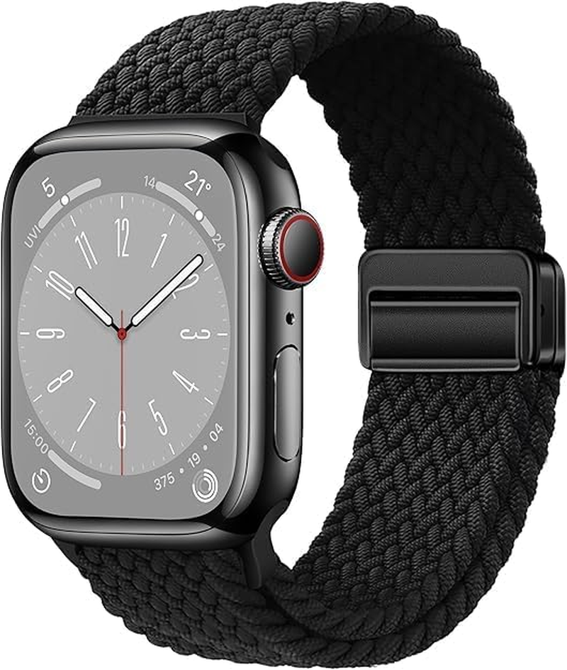 Braided Magnetic Band Compatible with Apple Watch Bands Ultra 3 49Mm 46Mm 45Mm 44Mm 42Mm 41Mm 40Mm 38Mm Men Women, Soft Nylon Solo Loop Magnetic Sport Strap for Iwatch Series 11/10/9/8/7/6/5/4/3/SE