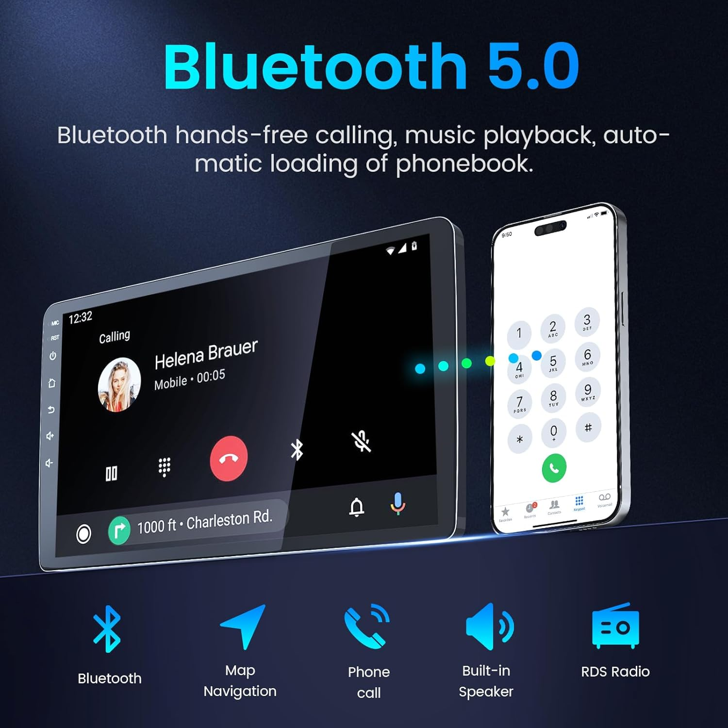 4Core+64Gb ROM Car Radio Stereo for Hyundai Elantra 2011-2013: 5Gwifi 9 Inch 1280 * 800P IPS Touchscreen for Elantra Radio Upgrade with Wireless Carplay/Android Auto Bluetooth Backup Camera GPS FM image number 1