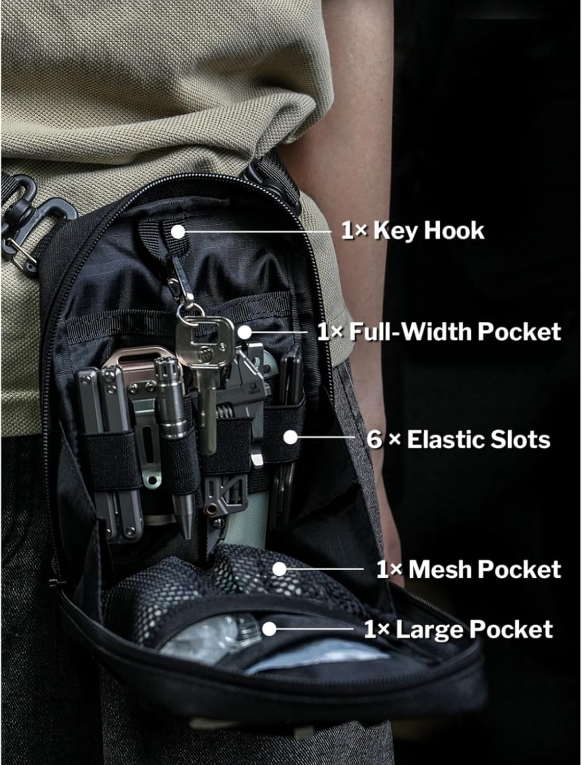 VIPERADE CHS3 Tactical Utility Pouch Organizer, Molle EDC Waist Pouch, Shoulder Bag with Adjustable Strap, EDC Sling Bag, Tactical Fanny Pack for Men image number 1