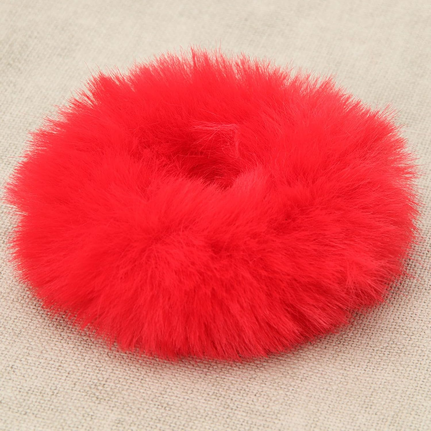 2 Pieces Furry Hair Scrunchies, Elastic Faux Rabbit Hair Ties, Soft and Cute Ponytail Holder, Exquisite Fashion Dress up Accessories for Women and Girls (Red)