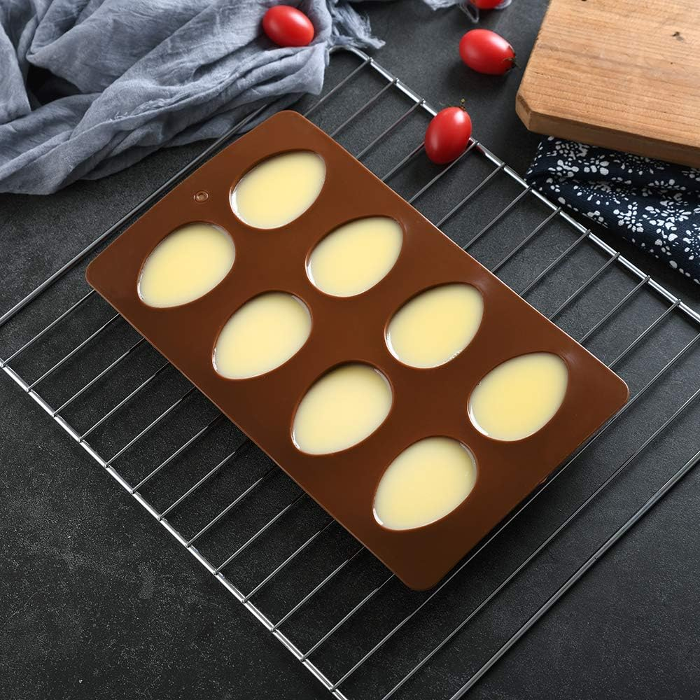Mirenlife 8 Cavity Silicone Egg Pan, Egg Tray, Egg Shape Ice Tray, Silicone Baking Supplies for Cake Decorating, Chocolate, Candy, Jello, Baking Pan for Muffin, Bread and More, Set of 2 image number 2