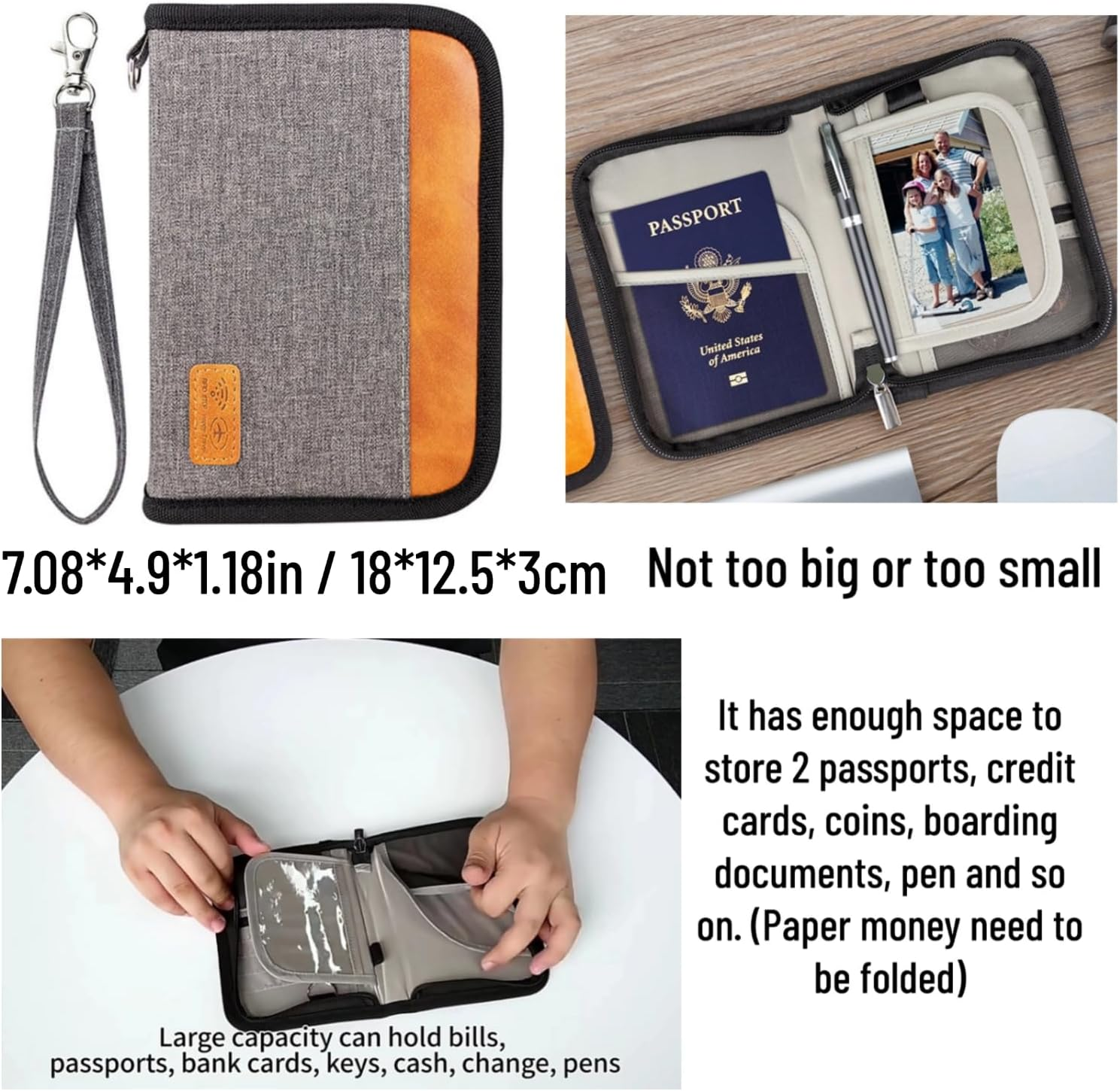 Passport Holder for Famliy Travel Wallet Passport Wallet Document RFID Blocking Organizer with Zipper Clutch Bag Flight Ticket Credit Cards Men Women, Black, Rfid Blocking Travel Passport Wallet