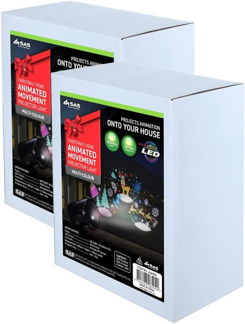 [2PK] SAS Christmas Themed Rotating Projector - 360 Degree Rotation, Low Voltage Energy Efficiency, Indoor/Outdoor Use - Add Life to Your Exterior - 18.5 Cm X 13.5 Cm image number 5