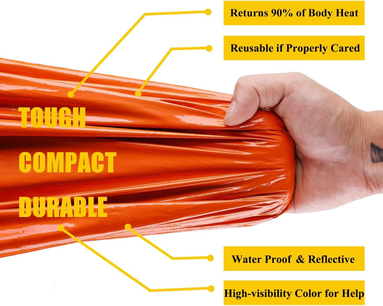 Mezonn PE Emergency Sleeping Bag Survival Bivy Sack- Use as Emergency Space Blanket, Lightweight Sleeping Bag, Survival Gear for Outdoor, Hiking, Camping - Includes Nylon Sack with Carabiner - Green Set image number 7