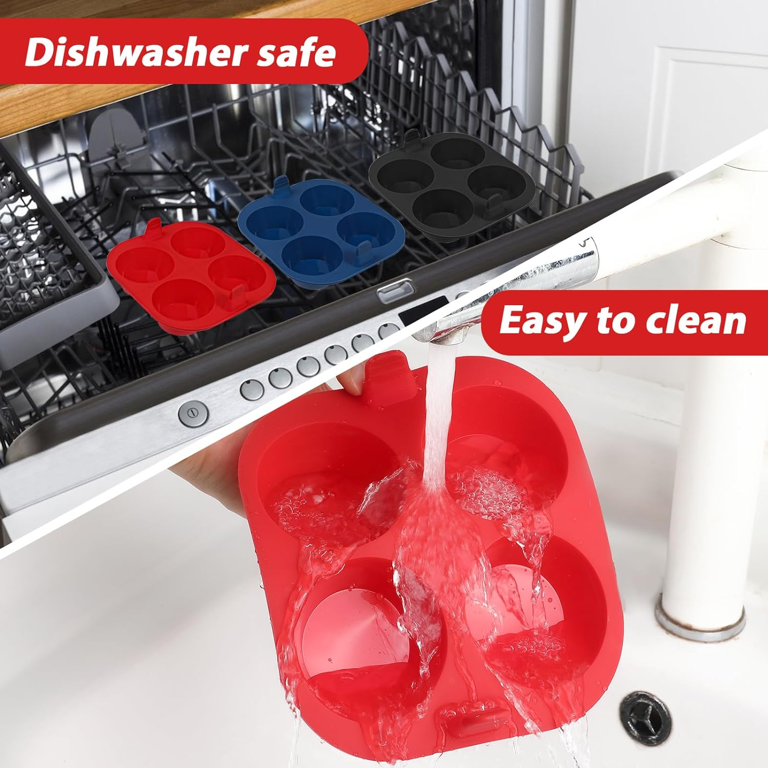 Webake 3PCS Silicone Air Fryer Muffin Pan for Baking 4 Cavity Air Fryer Cupcake Pans Non Stick Food Grade and BPA Free Muffin Tins Baking Cups image number 4