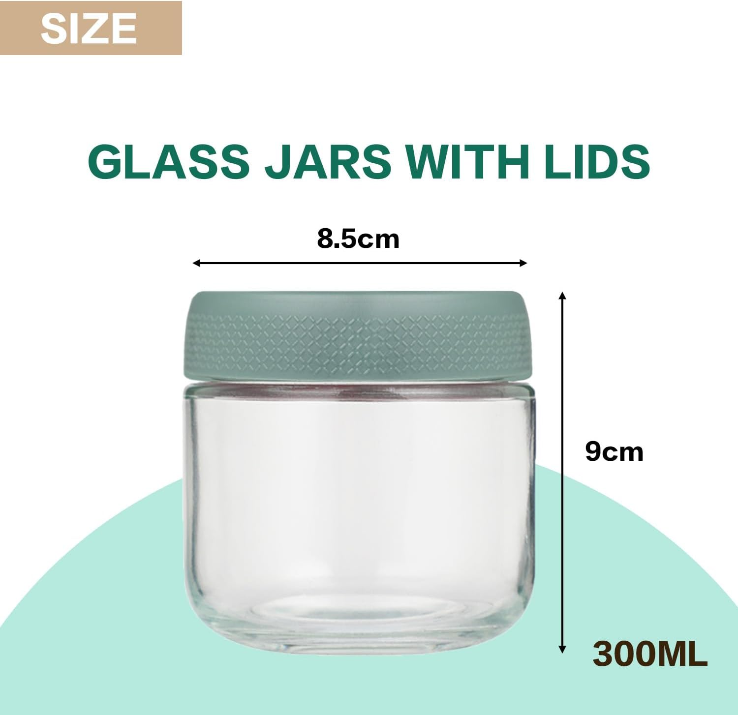 Kaoruo 6 Pack 10Oz Overnight Oats Containers with Lids, Glass Jars with Airtight Lids, Food Storage Containers for Yogurt Spice Snacks Sugar(300Ml) image number 4