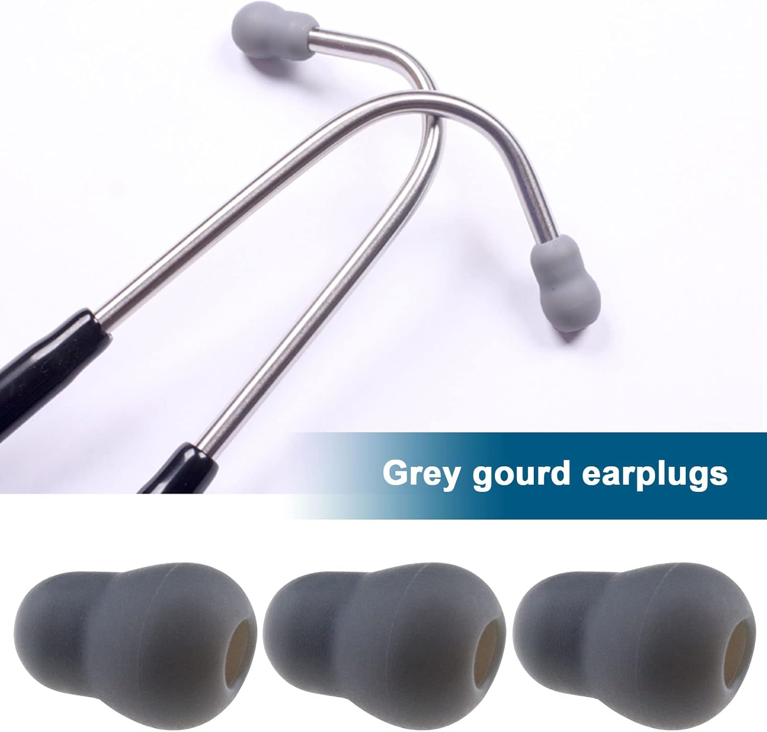 SING F LTD 20Pcs Soft Earplug Replacement Silicone Ear Plugs Comfortable Noise Cancelling Ear Plugs Accessories for Stethoscope Grey image number 4