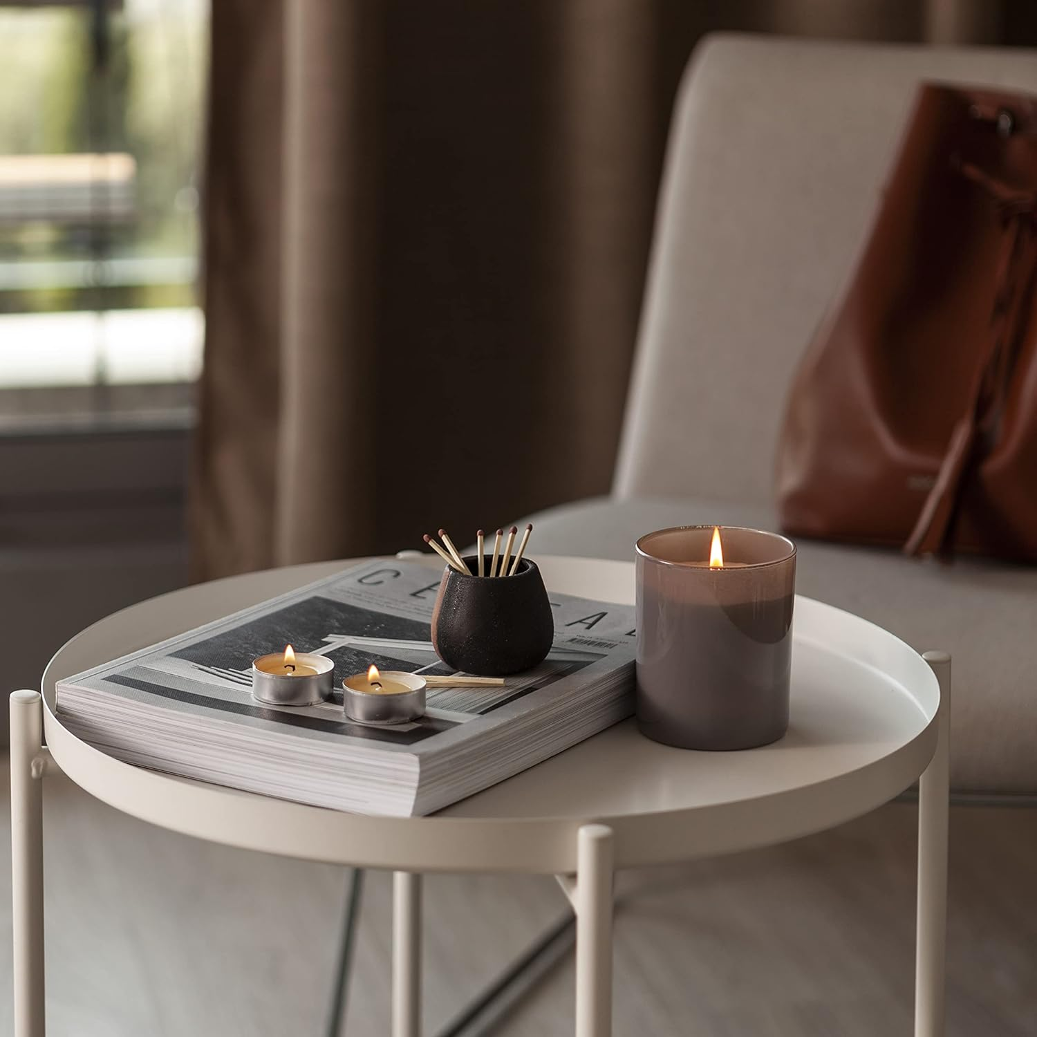 Ceramic Match Holder with Striker - Set of 2 - Cute and Fancy Matches in a Jar - Decorative Modern Home Decor Gifts - Mantel Decorations - Matches NOT Included image number 2