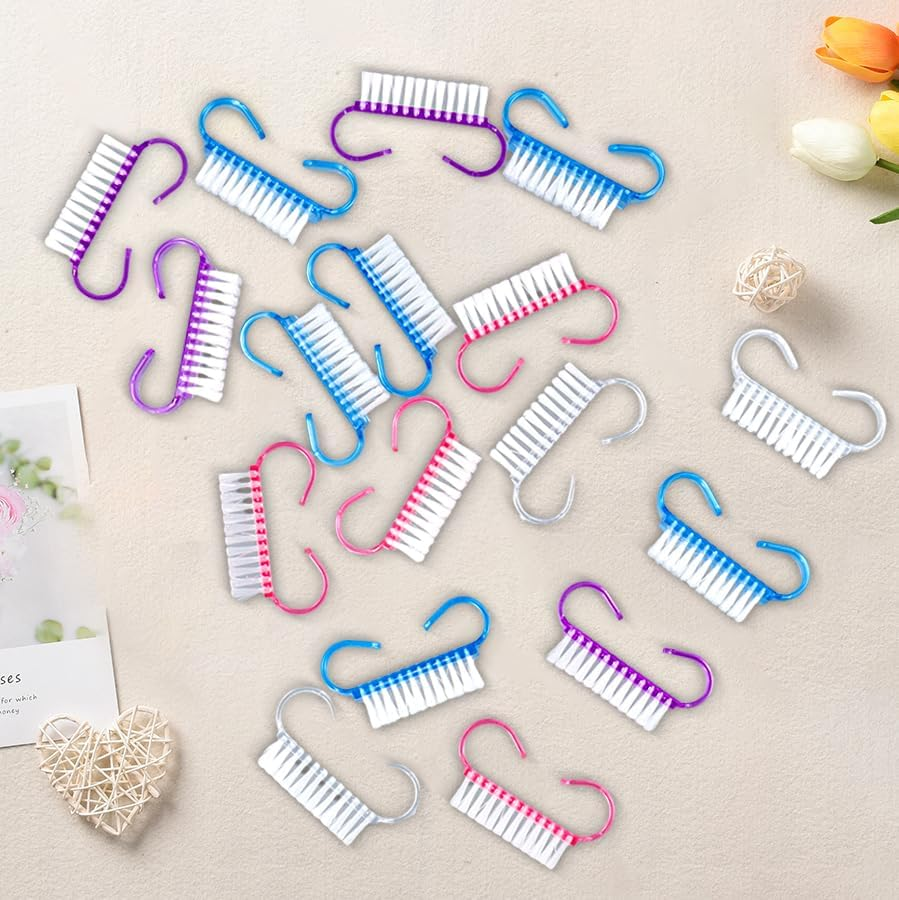 24 Pcs Nail Cleaning Brush with Handle Grip, Fingernail Scrub Cleaning Brushes Manicure Dust Brush Pedicure Scrubbing Tool for Toes and Nails, Home Garden Use image number 2