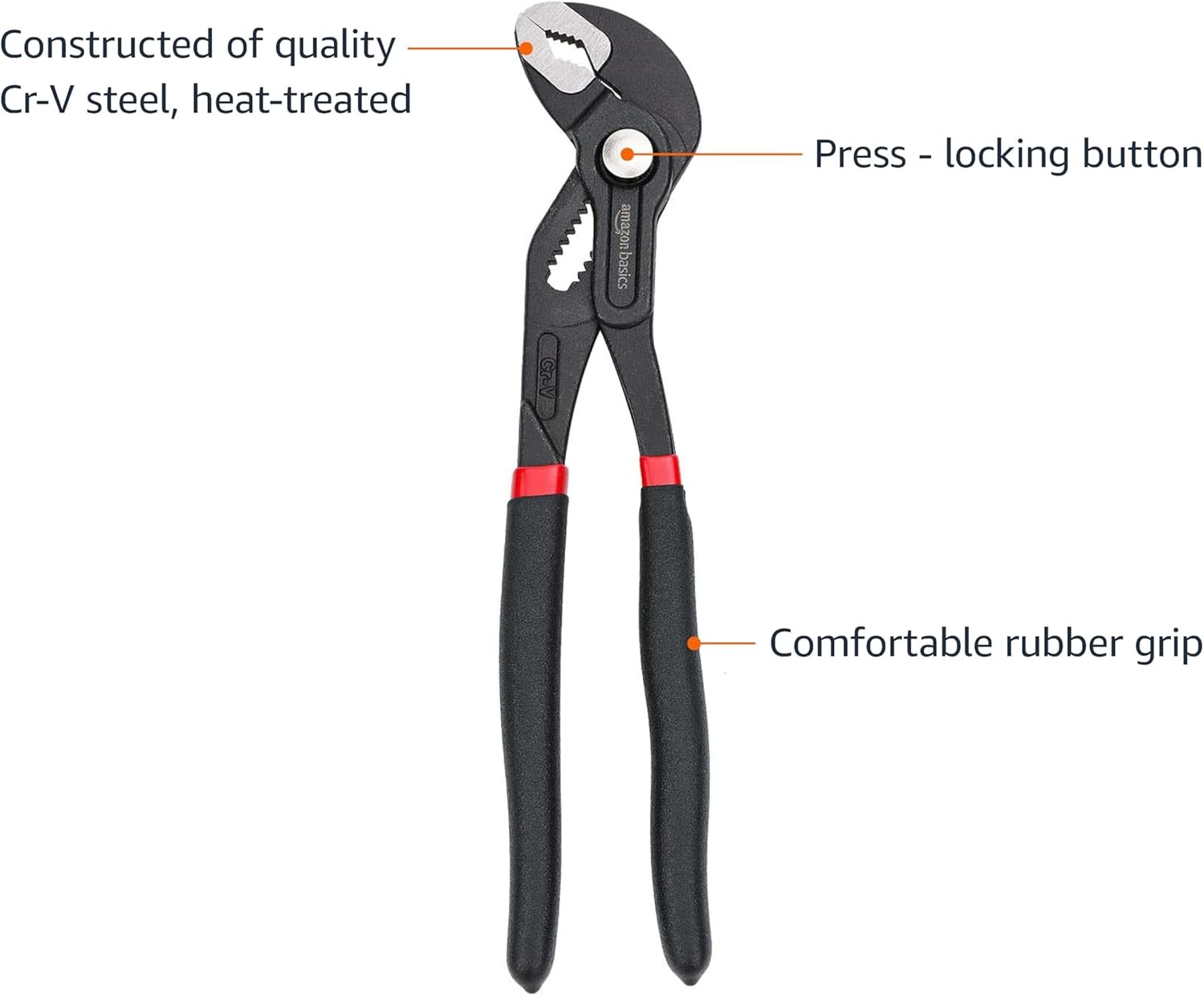 Amazon Basics 3-Piece Quick Release Groove Joint Pliers Set - Drop Forged Chrome Vanadium Steel, Includes 17.78Cm,25.4Cm, and 30.48Cm image number 3