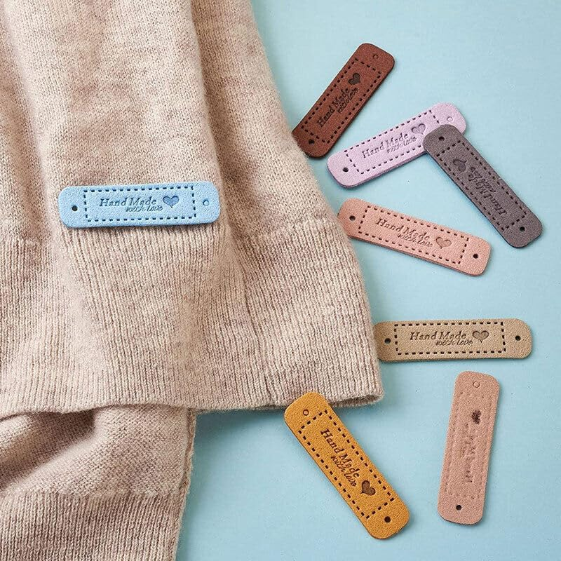 40PCS Tags Handmade with Love Labels Clothing Tags DIY Crafts Sewing 55X15Mm for Jewelry Making Crafts, Sewing Clothing Decoration and More (20PCS, Brown) image number 4