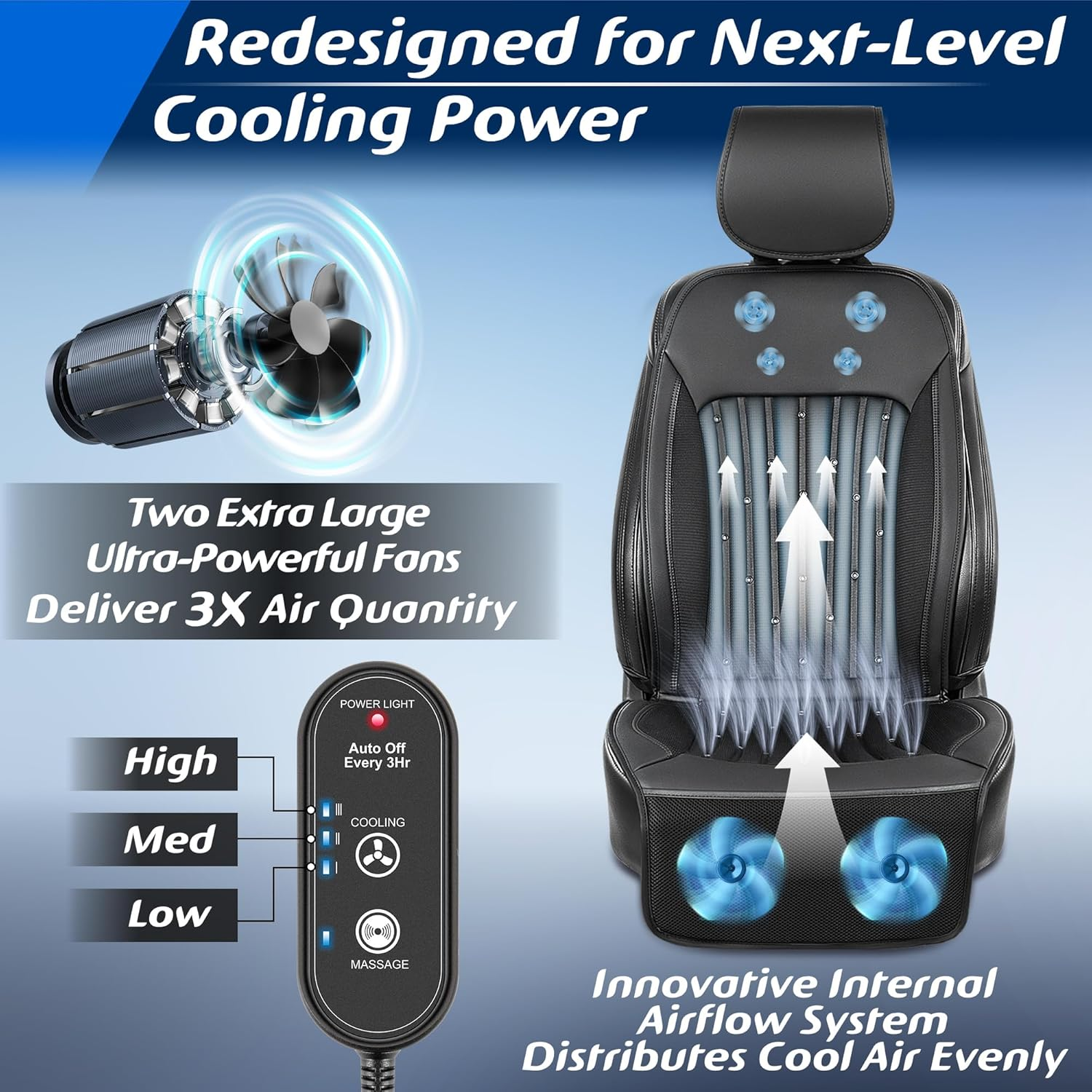 Paffenery 2025 Upgraded Cooling Car Seat Cover Front Seat, 12V-24V Ventilated Cooling Car Seat Cushion, Cooled Seat Cover for Car SUV Truck Universal Fit, Fashion Black - Fashion Beige image number 2