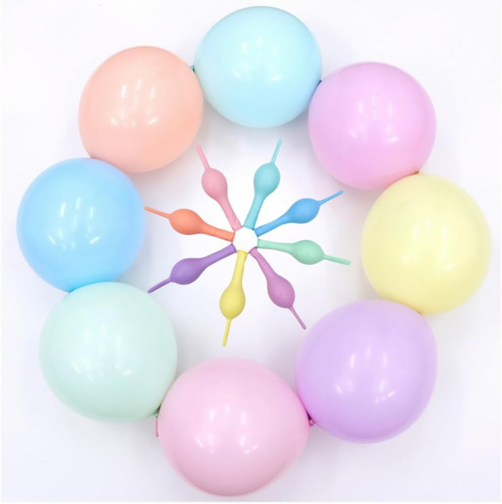 100 Pcs Link Balloon Linking Balloon 6 Inch Quick Link Latex Balloon，For Wedding, Birthday, Bridal Shower, Halloween, Christmas, Party Festival Decorations (Blue-6In)