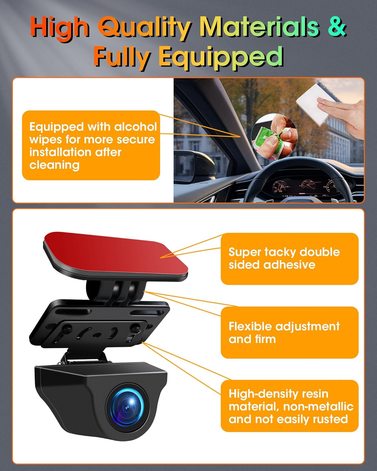 Rear Camera Holder Dash Cam Car Window Bracket Backup Camera Mount 【Strong Adhesive】 180&deg; Adjustment Rearview Camera for SUV, Truck, RV, Auto image number 3