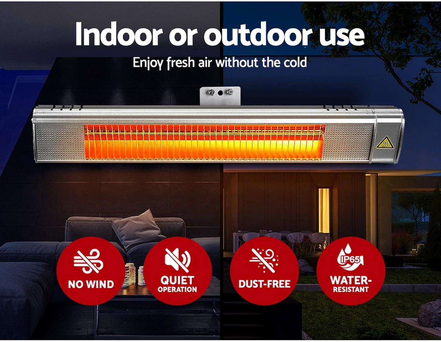 Devanti Electric Infrared Radiant Strip Heater Outdoor Indoor Halogen 2000W image number 4