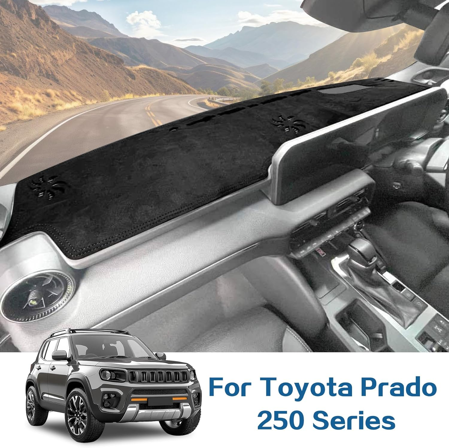 Dashboard Cover Dash Mat for Toyota Prado 250 Series with HUD 2025-2024 Non-Slip Suede Dashboard Pad Anti-Glare Sun Shade Protection Interior Accessories image number 4