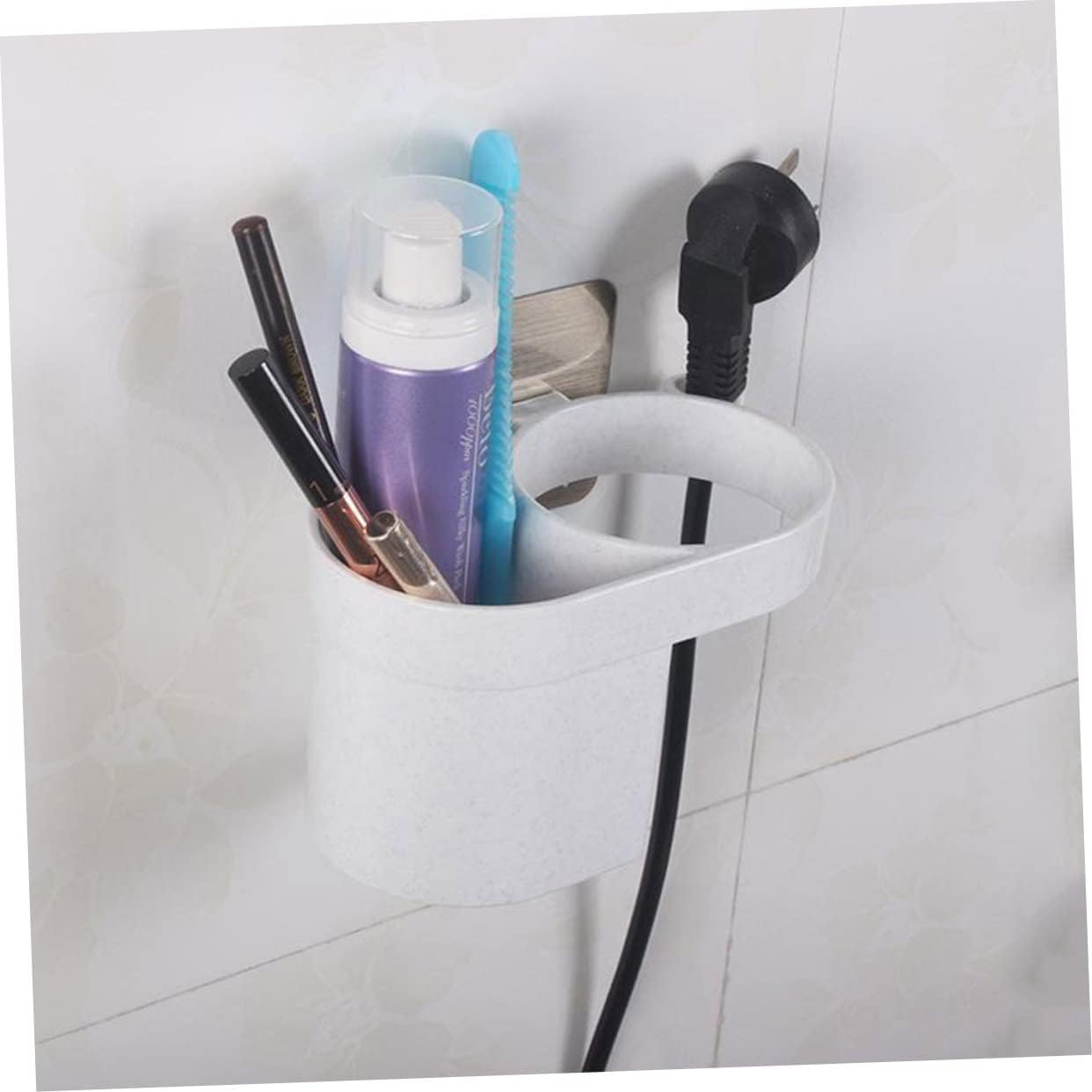 FONDOTIN Self Adhesive Bathroom Hair Dryer Holder Wall Mount Organizer Compact Hair Tool Storage Rack Comb Curling Suitable for Home Salon and Barber Shop image number 6