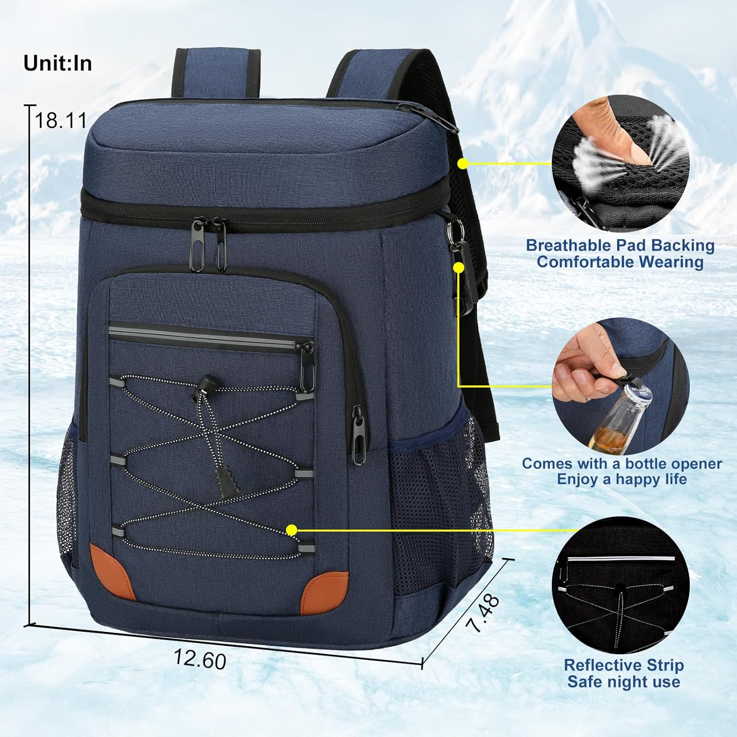 Backpack Cooler Insulated Leak Proof for Men Women 36 Cans Soft Cooler Backpack Insulated Waterproof Large Capacity Coolers Bag Portable for Lunch Camping Travel Picnic Hiking image number 2