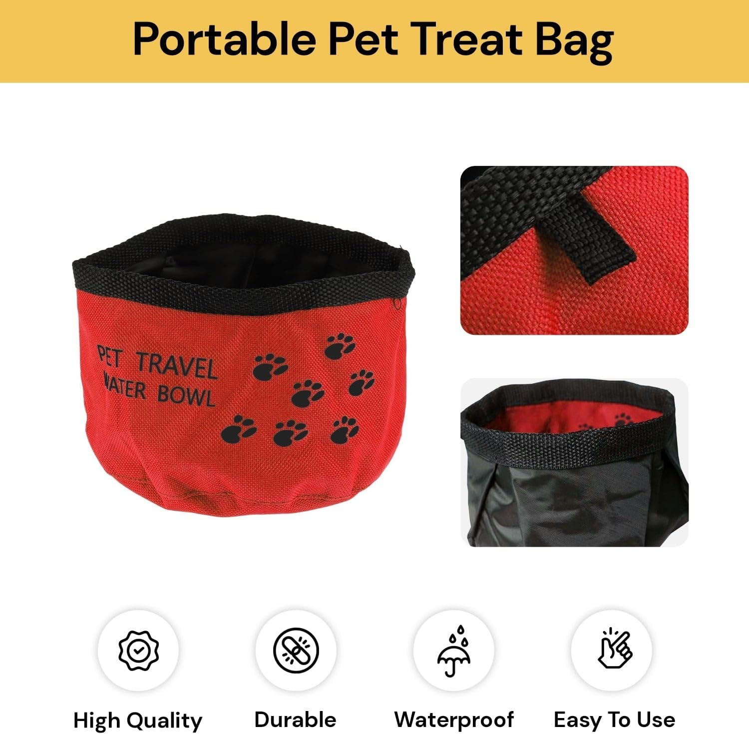 EZONEDEAL Dog Treat Pouch, Food Dish Water Bowl Waterproof Nylon Space for Dog and Cat Ideal Dogs Cats Feeding Drinking Travel Accessories Pets Dog Treat Bag (2 Red) image number 1