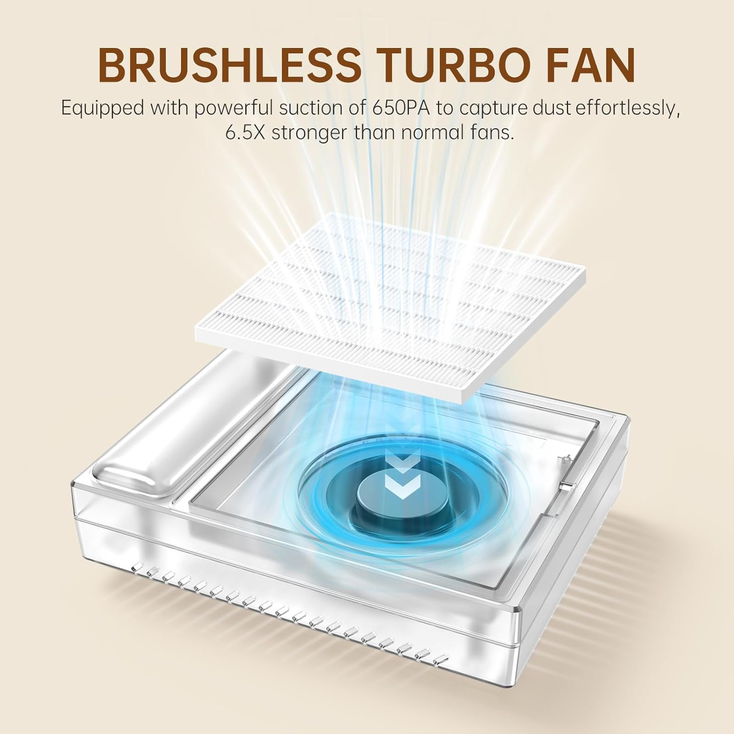 Rechargeable Nail Dust Collector Powerful 650PA 56W Nail Extractor Vacuum Suction Brushless Turbo Vent Fan Hand Pillow 30Pcs Cotton Filter AB White Diamond image number 3