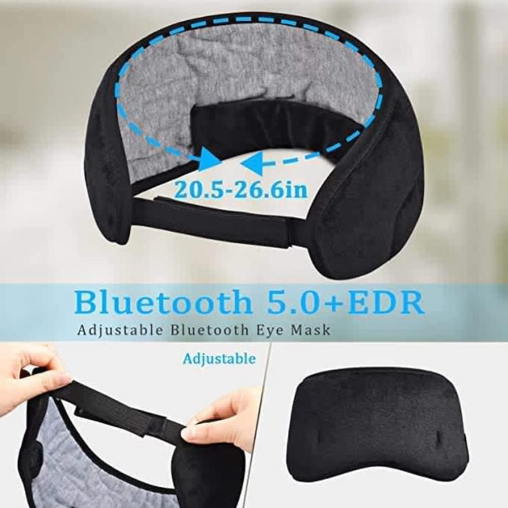 Sleep Headphones Bluetooth Eye Mask, Wireless Bluetooth 5.0 Headphones Music Travel Sleeping Headphones Handsfree Sleeping Mask with Built-In Speakers Microphone Washable (Black) image number 5