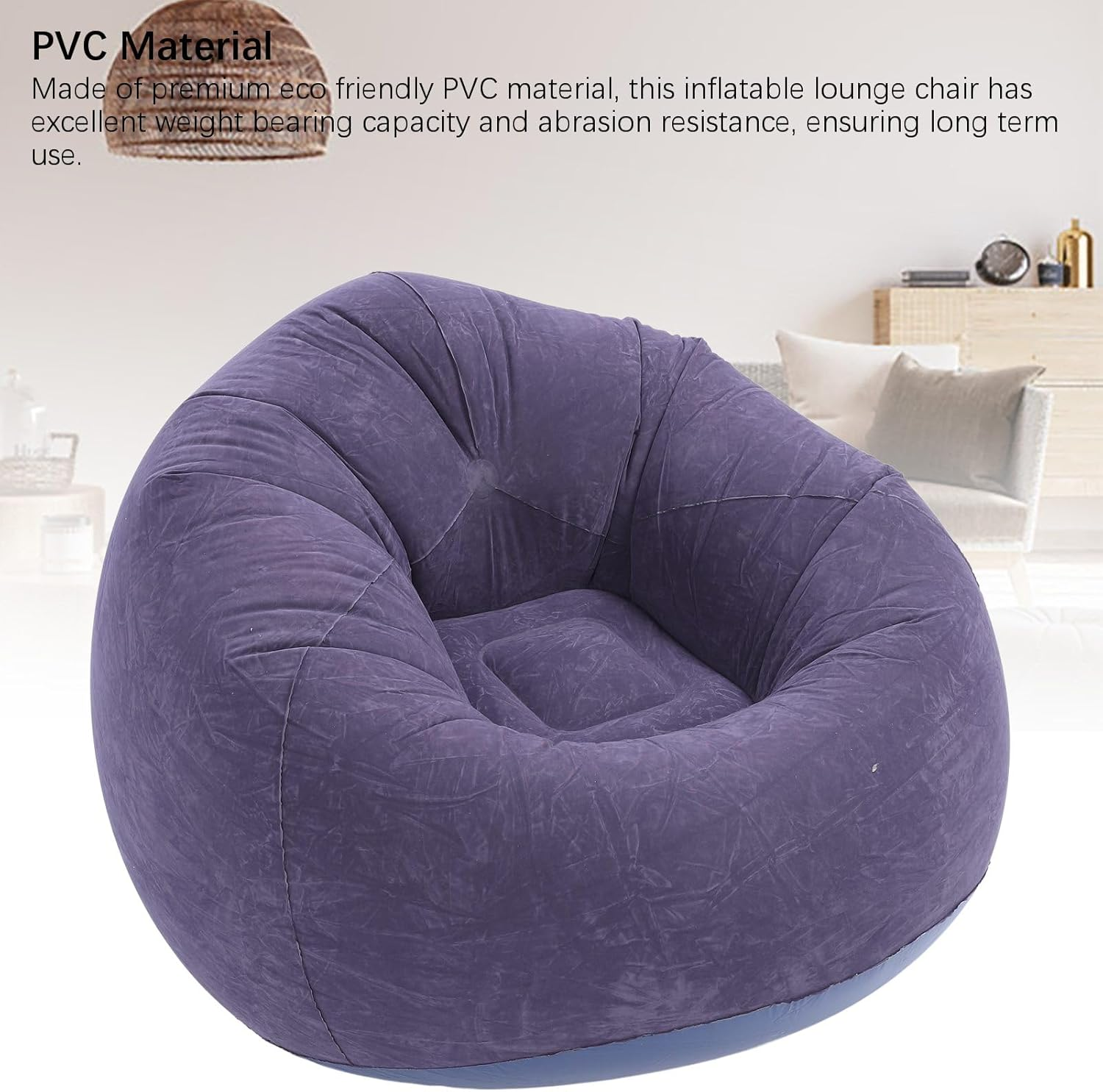 Gernie Inflatable Lounger Air Sofa, Flocking PVC Inflatable Couch, Portable Folding Blow up Sofa, Lazy Couch for Living Room, Bedroom, Balcony, Office, Camping, Travel