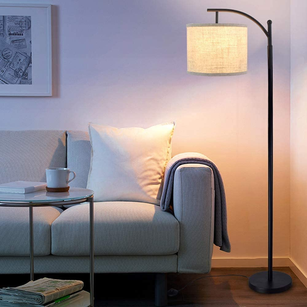 Depuley Floor Lamp, Standing Lamp with Hanging Lamp Shade, Industrial Arc Reading Lamp Is Perfect for Bedroom, Living Room, Office, Study Room, Included 8W 3000K Eye-Care LED Bulb image number 6