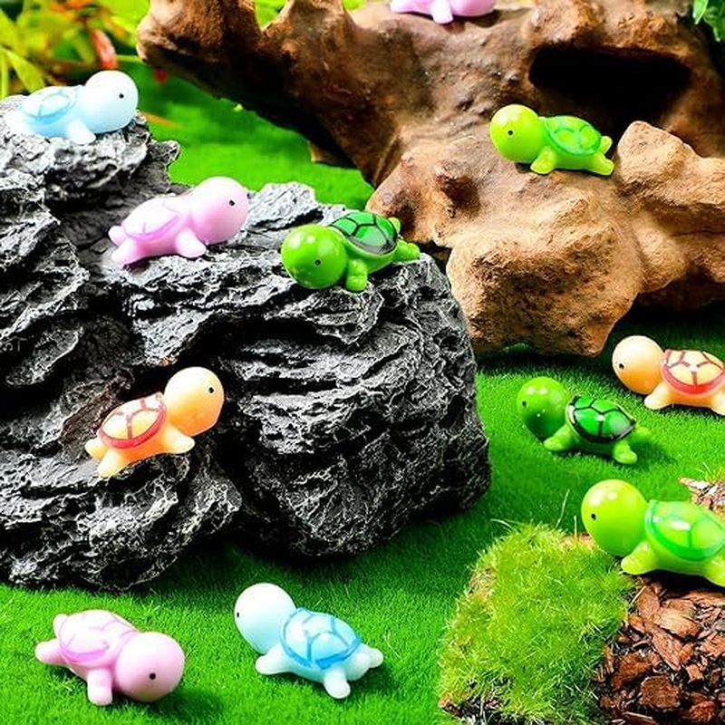 24 Pcs Miniature Sea Turtle Figurine Multicolor Tiny Turtle Statue Mini Sea Creatures Tortoise Miniature Resin Animals for DIY Fairy Garden Decoration Cake Home Decor, 2 Sizes (4 Color) (S) image number 1