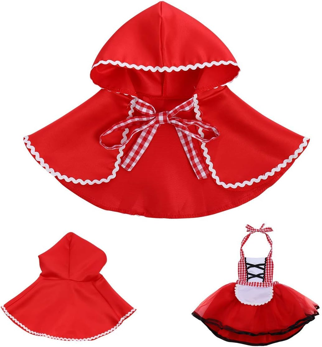 OBEEII Little Red Riding Hood Halloween Costume Newborn Baby Toddler Girl Tutu Dress Cloak Fairy Tale Fancy Dress up Party