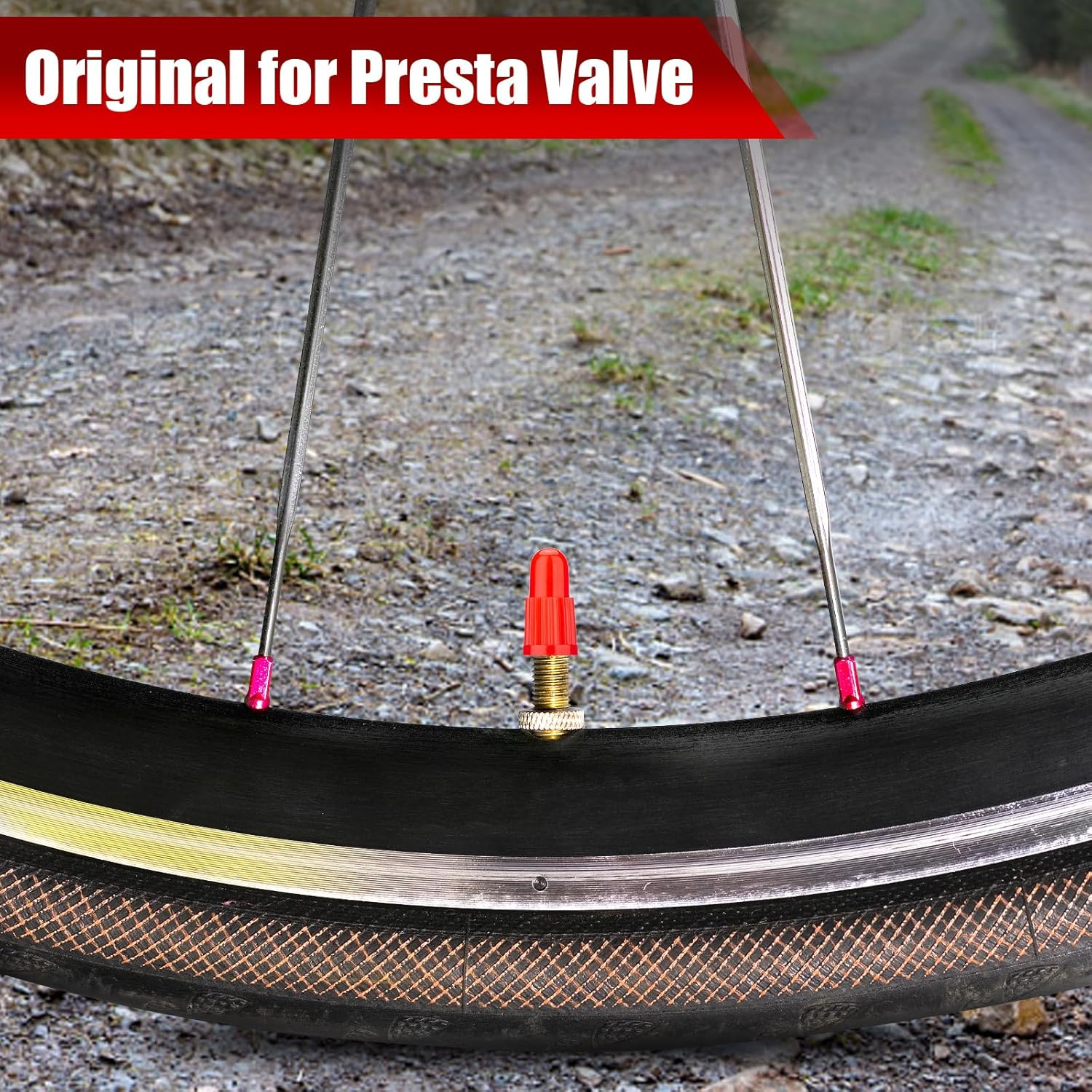 Red Plastic Bike Tire Valve Caps (20 Pack) - Compatible with MTB, Road Bike, Bicycle - Presta/French Valves