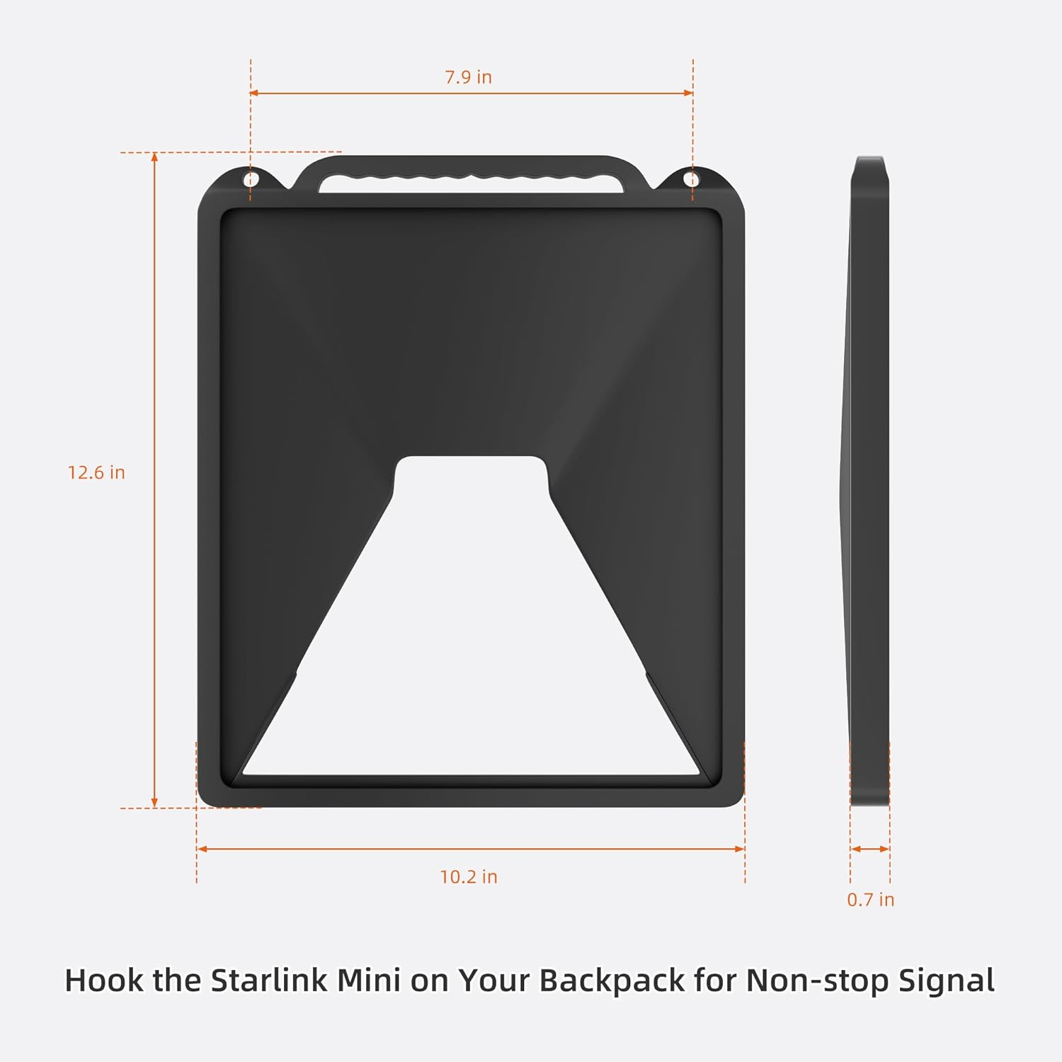 Starlink Mini Case Cover, Silicone Protector with Hook to Hang Starlink Mini on the Backpack for Non-Stop Signal Black - White image number 6