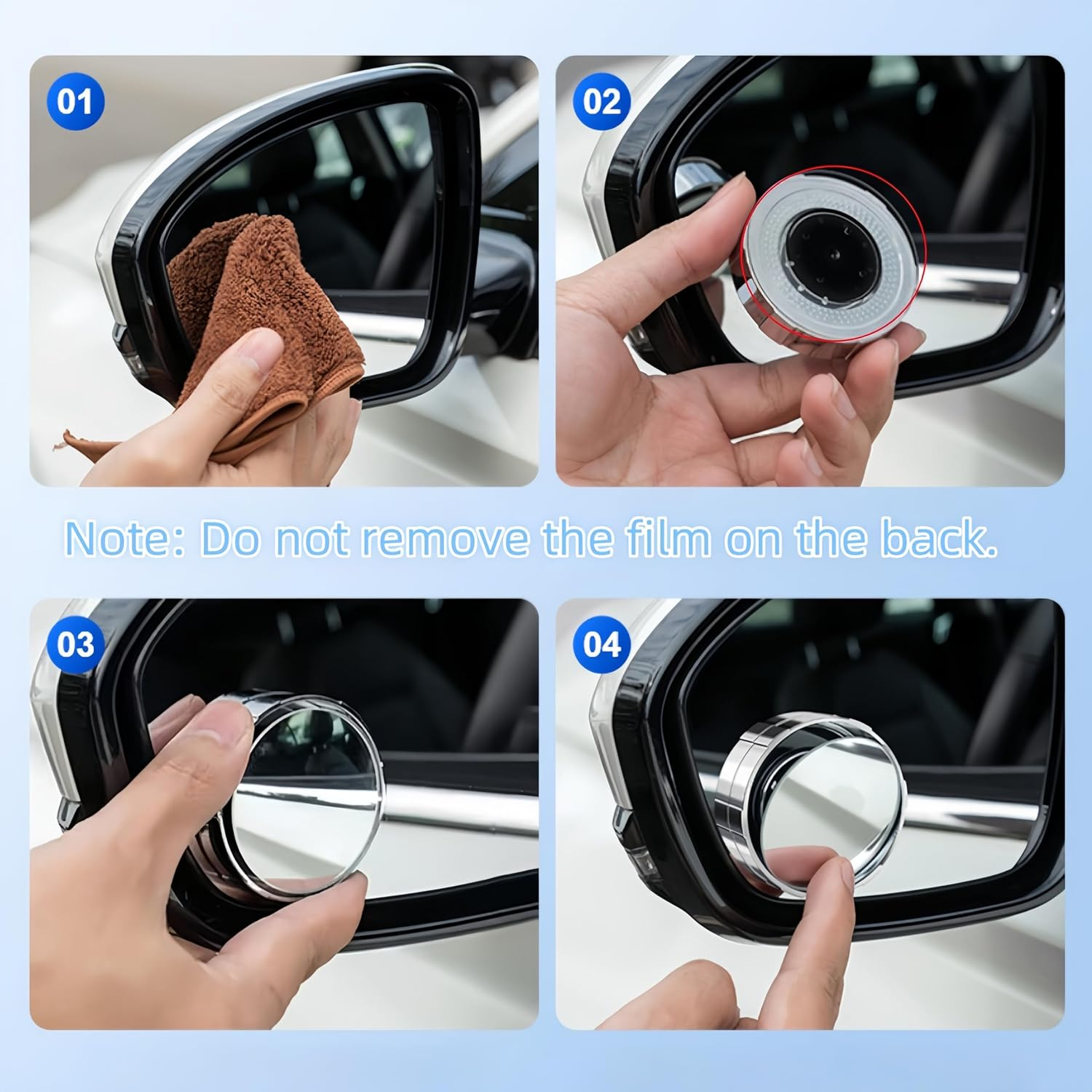 Aknebriax 2 Pairs (4-Pack) Car Blind Spot Mirror, round HD Suction Cup Blind Spot Mirrors,Enhanced Side Visibility, Secure Non-Adhesive Mounting for All Vehicles.(Silver)