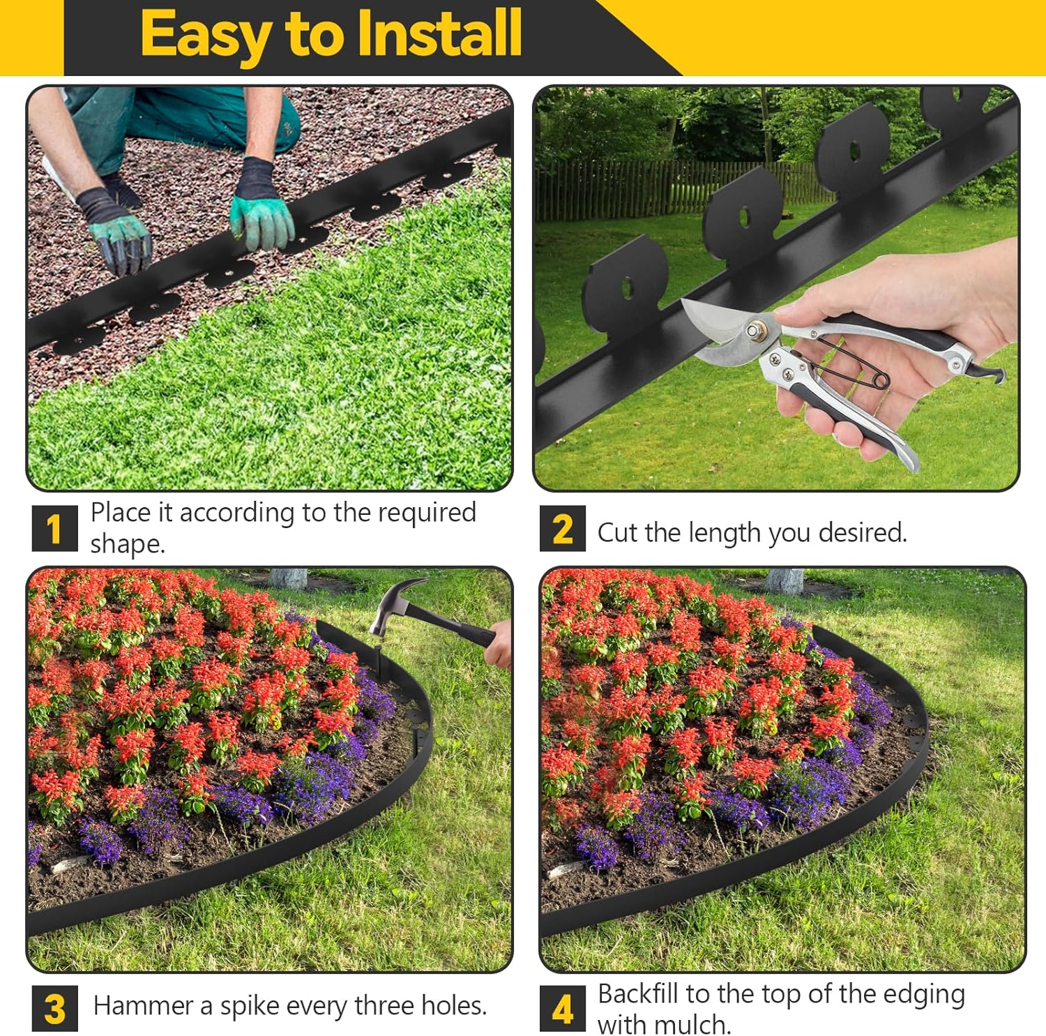 Fixmend Garden Edging, 32.8FT Garden Edging Border with 30 Pegs, Plastic Garden Borders Edging, Flexible for Flower Beds Edging, Grass Edging, Lawns and Paths image number 5