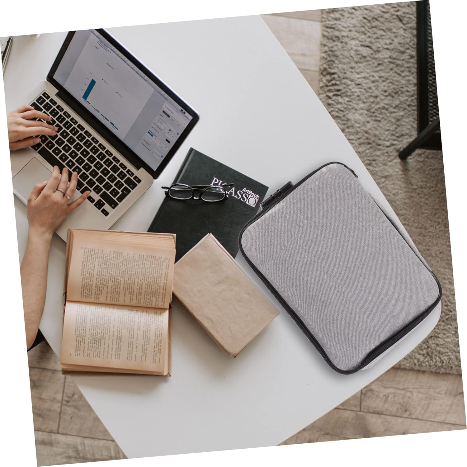 HAPINARY Travel Document Collection Bag Home File Holder Large Capacity Id Storage Bag Document Pouch - Navy image number 6