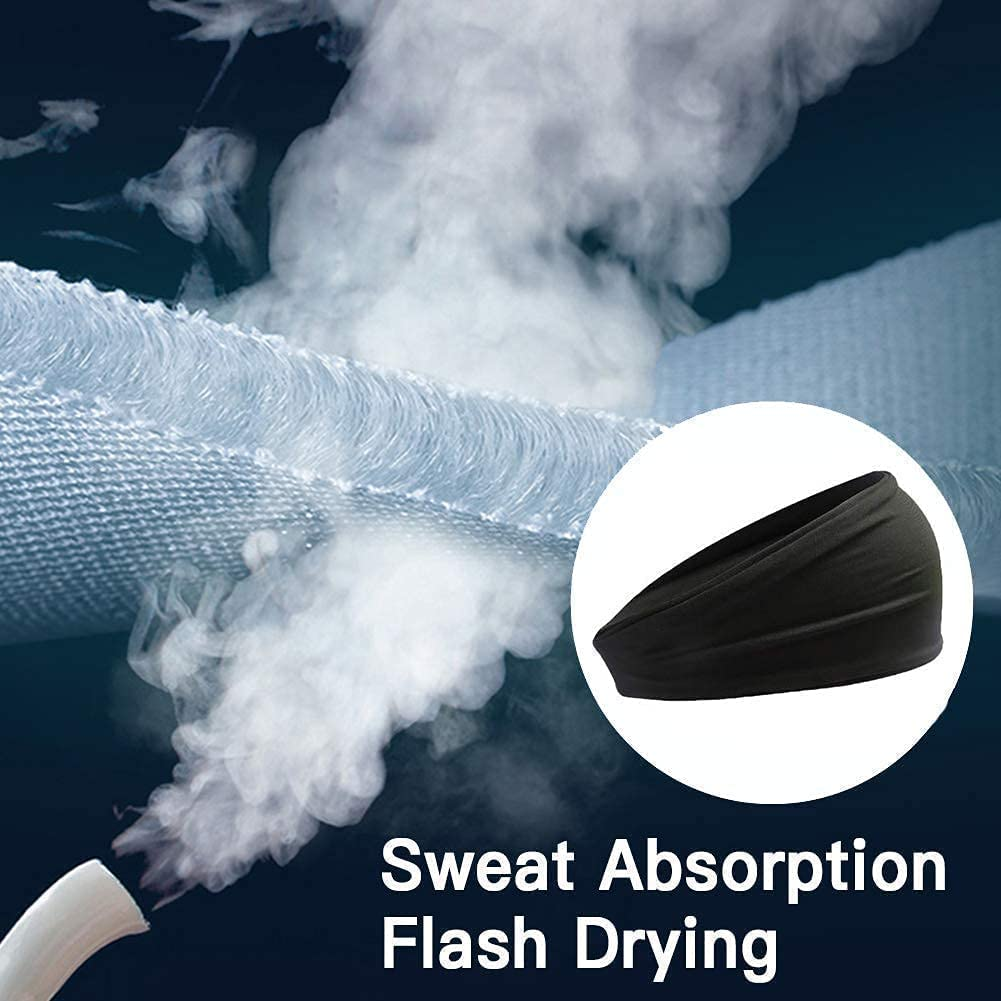 5-Piece Men'S Sports Headband, Pure Color Elastic Yoga Fitness Running Sweat Band, Moisture Wicking Anti-Slip Training Headband image number 5