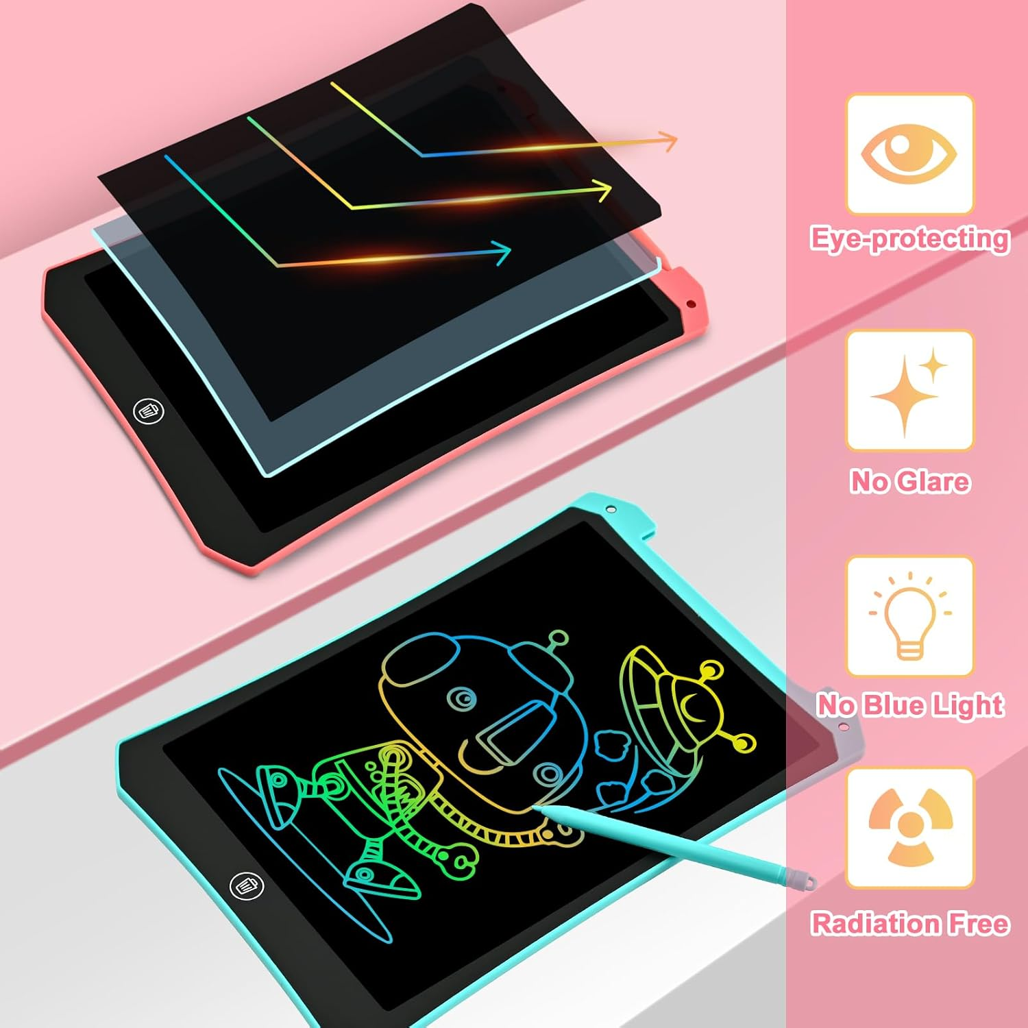 2 Pack LCD Writing Tablet 10 Inch Doodle Board Toddler Kids Toys Gifts, Drawing Tablet Drawing Pad, Kids Games Christmas Birthday Gifts Toys for 3 4 5 6 7 Years Old Girls Boys image number 2